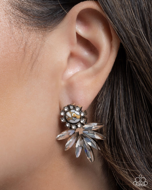 Marquise Mirage - Multi Marbled Stone & Smoky Gem Post Earring Paparazzi E3039