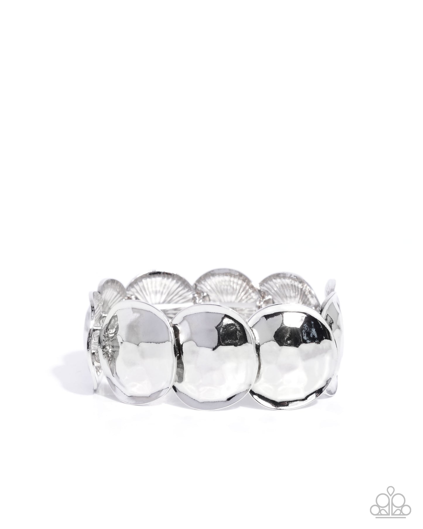 Paparazzi Tortoise Texture - Silver Hammered Stretch Bracelet B1087