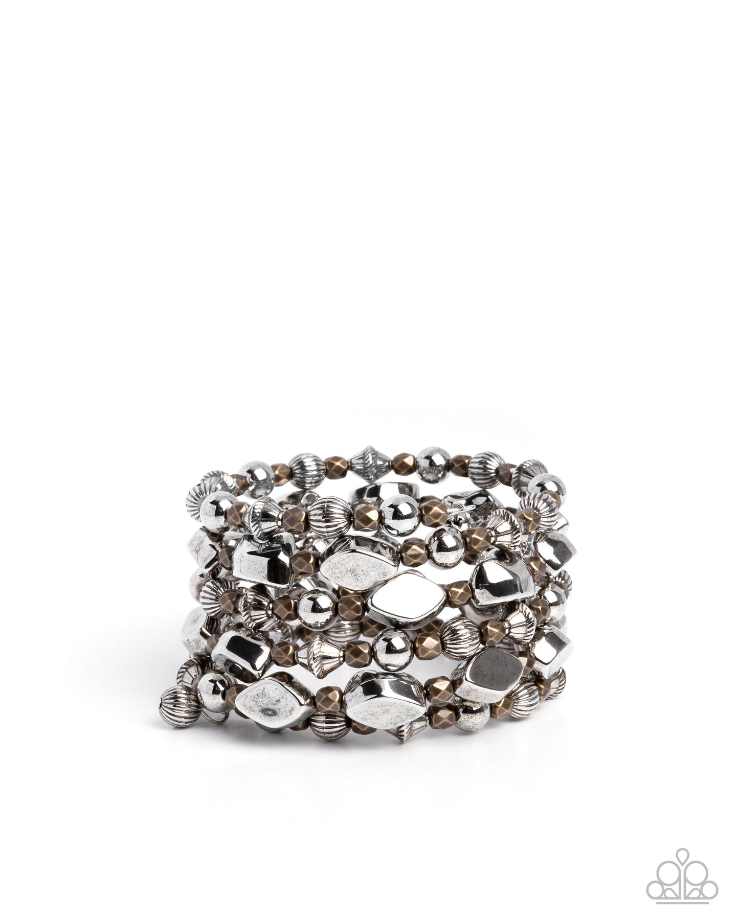 Paparazzi Monochromatic Mosaic - Silver Coil Bracelet B2588