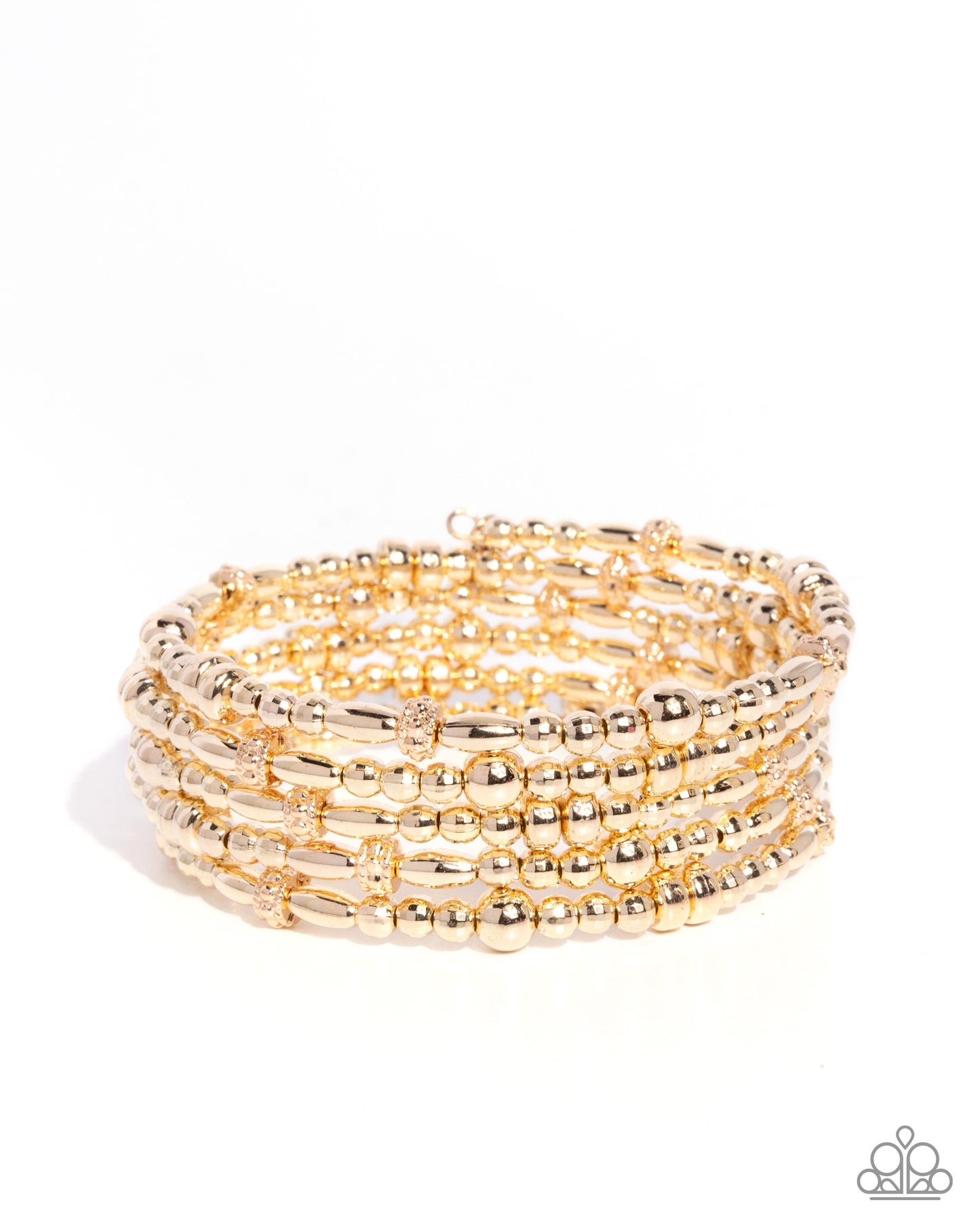 Paparazzi Boisterous Beads - Gold Coil Beaded Bracelet