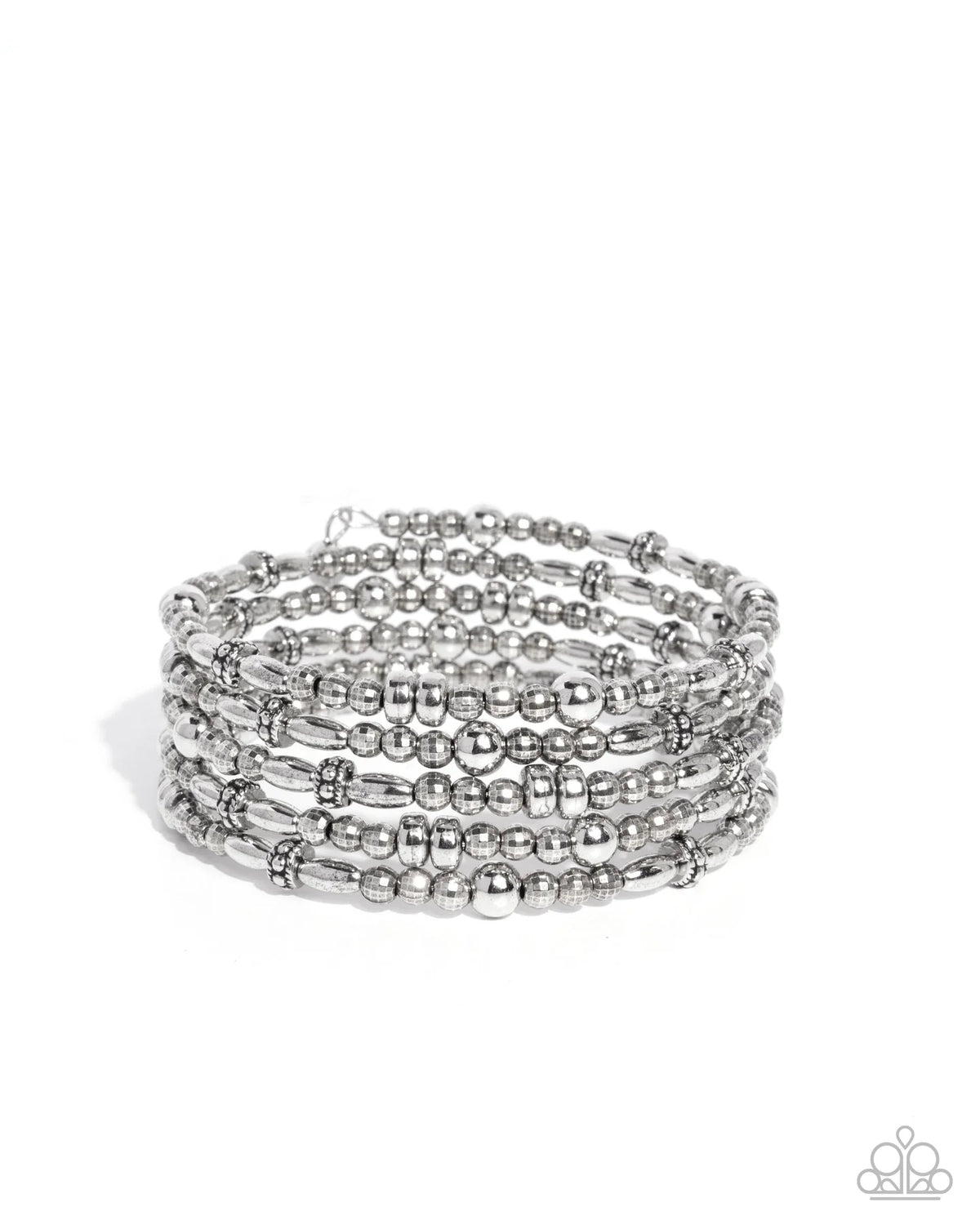 Paparazzi Boisterous Beads - Silver Bead Coil Bracelet B2792