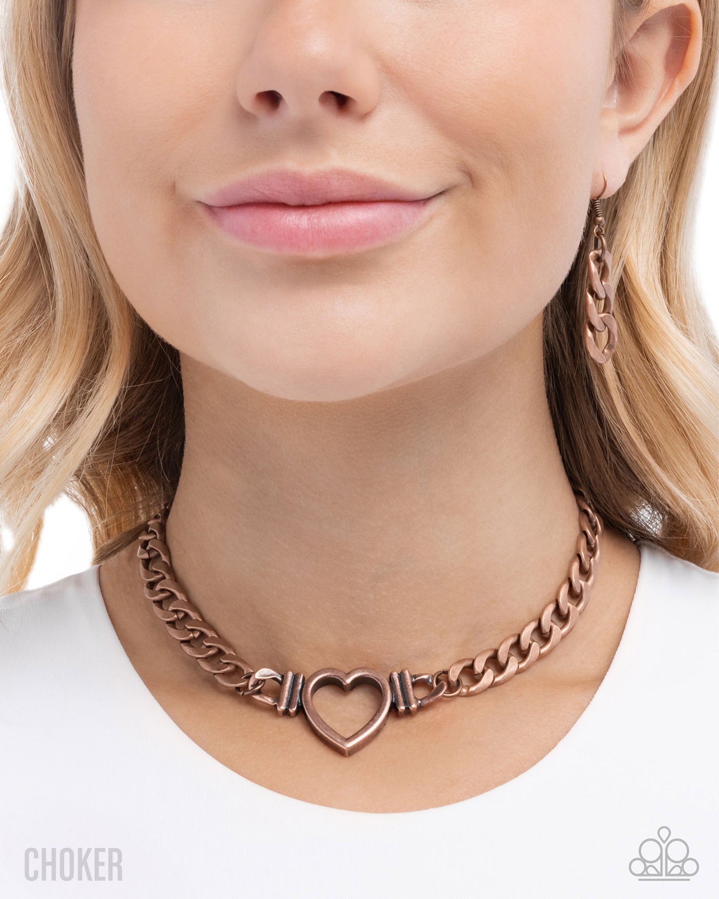 Paparazzi Heartfelt Hunch - Copper Heart Choker Necklace
