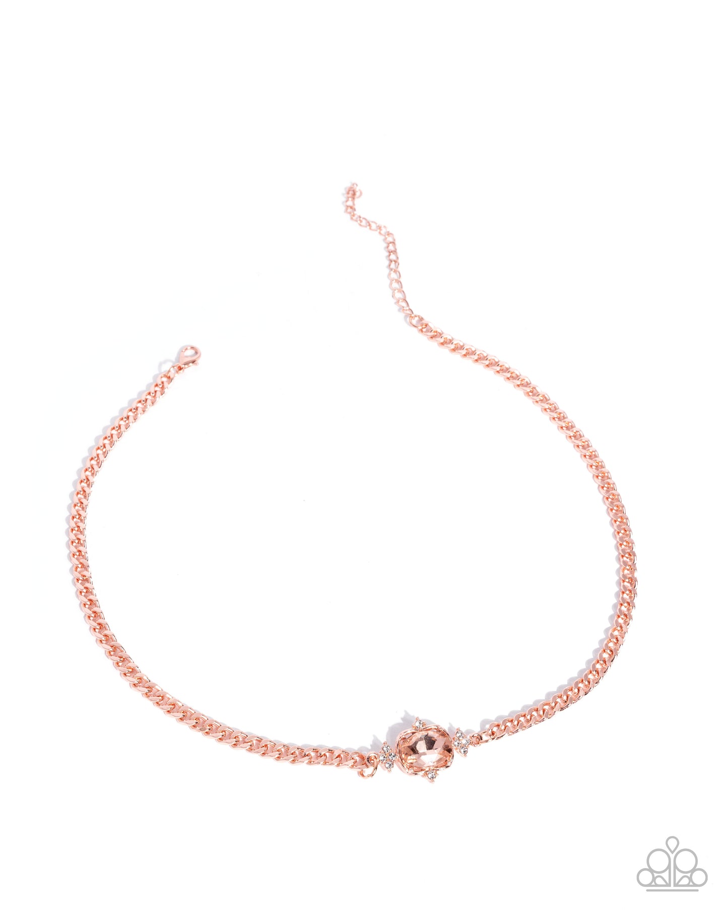 Paparazzi Majestic Memory - Copper - Shiny Copper Peach Oval Gem Necklace N3898