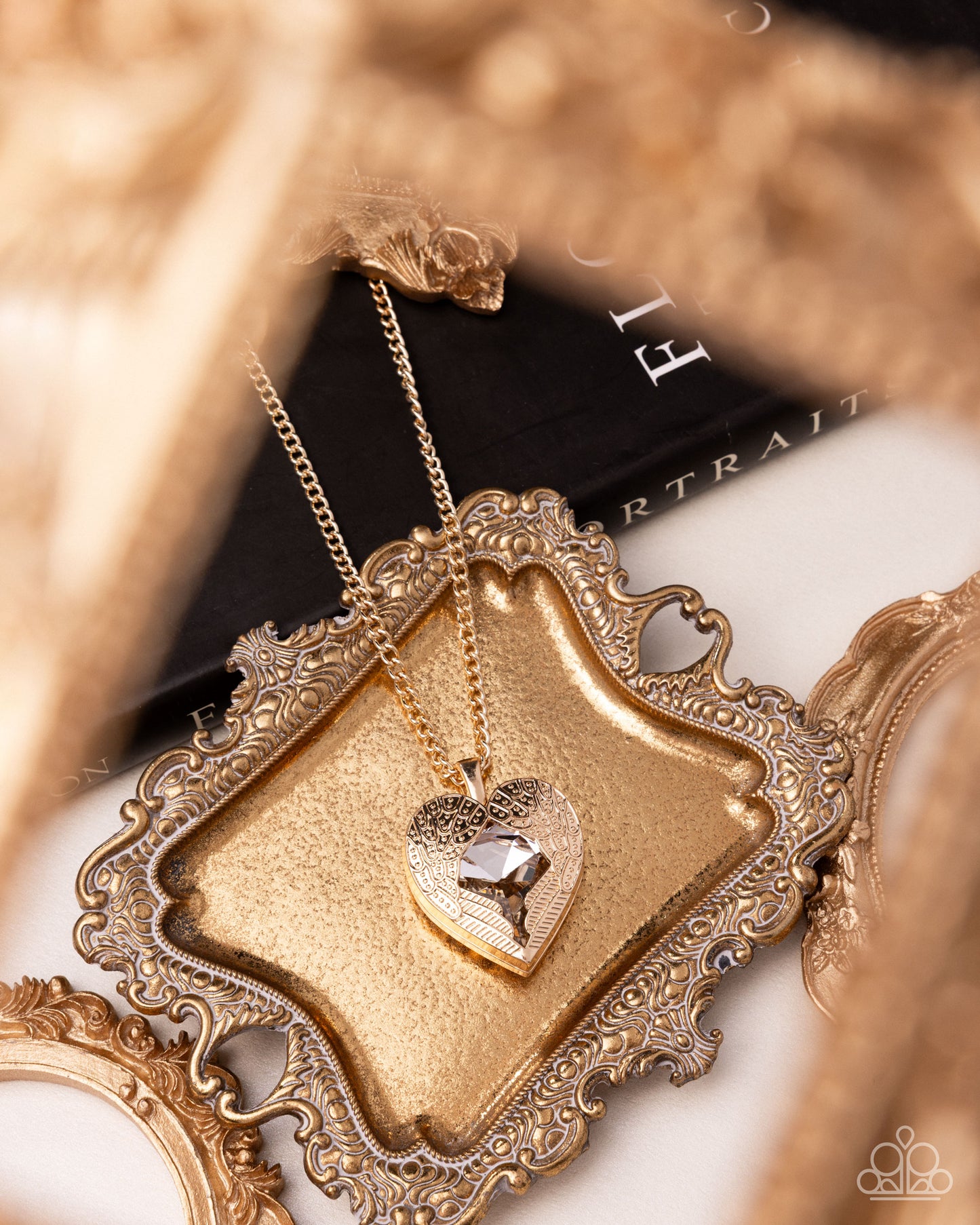 Paparazzi Heartfelt Honor - Gold Angel Wing & White Gem Necklace N3785