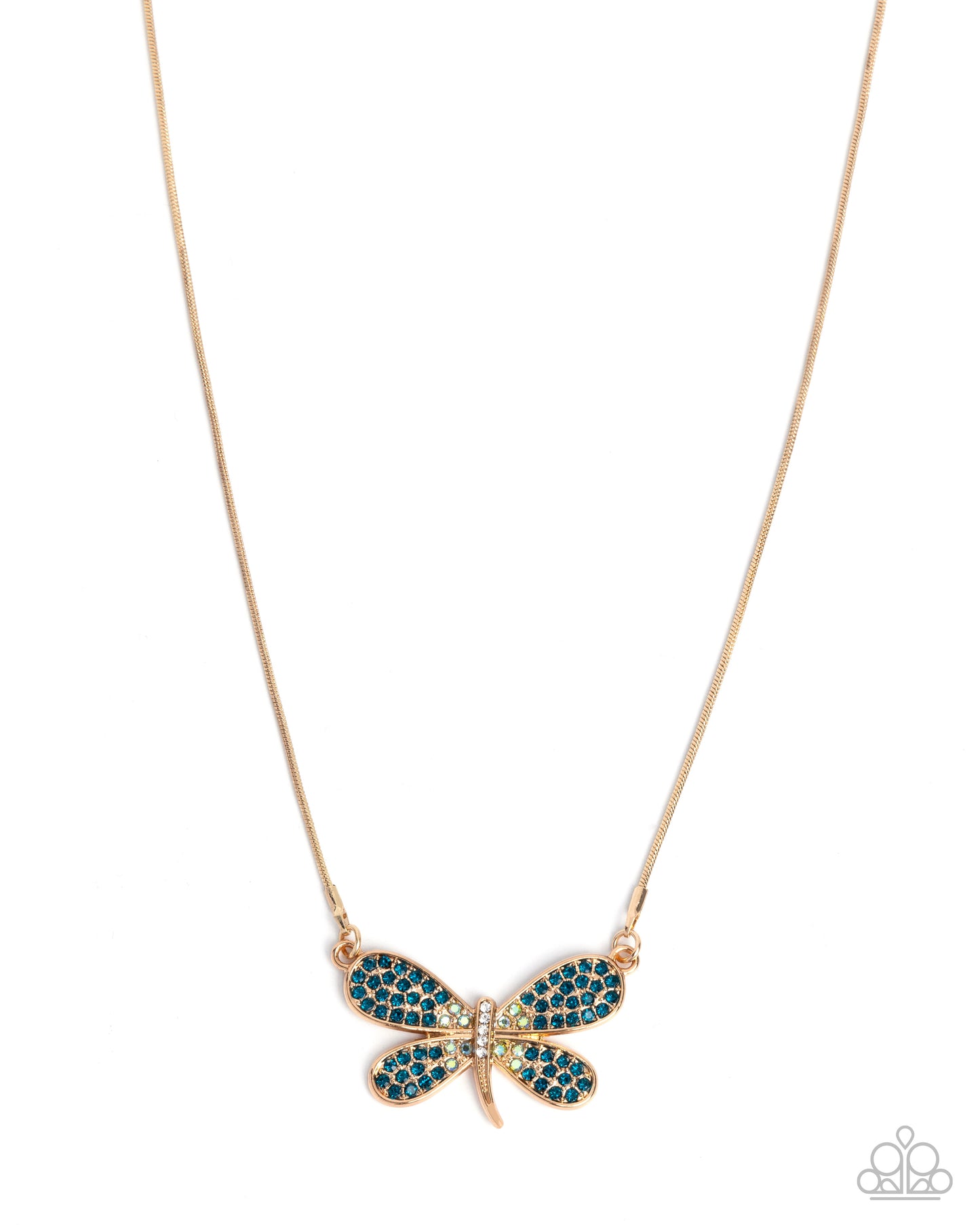 Dragonfly Direction - Gold Snake Chain Dragonfly Pendant Style Necklace Paparazzi