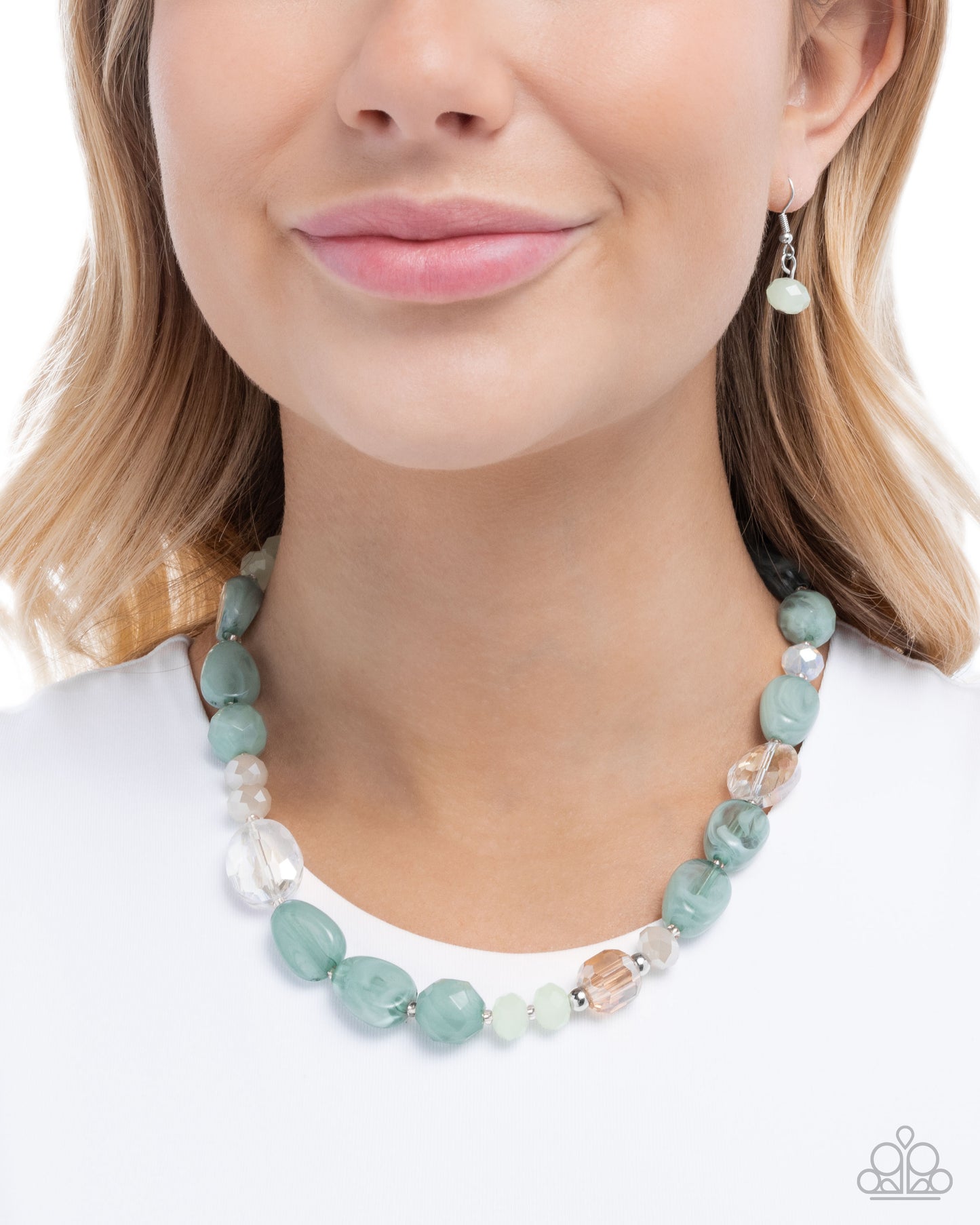 Paparazzi Colorful Certainty - Green - Light Green, Kashmir, Brown Bead Necklace N3973
