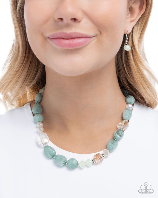 Paparazzi Colorful Certainty - Green - Light Green, Kashmir, Brown Bead Necklace N3973