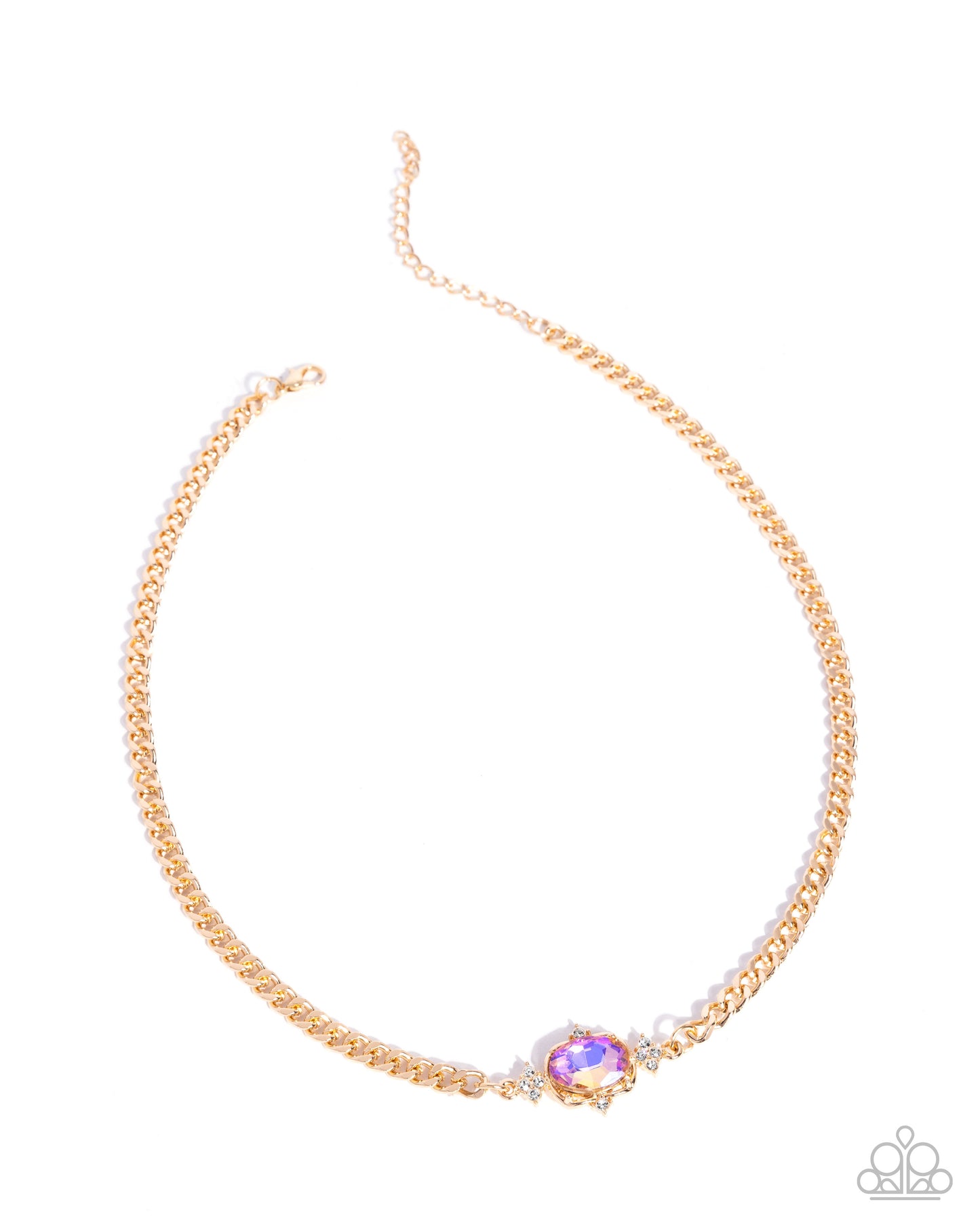 Paparazzi Majestic Memory - Yellow UV Shimmy Gem Gold Necklace N3876