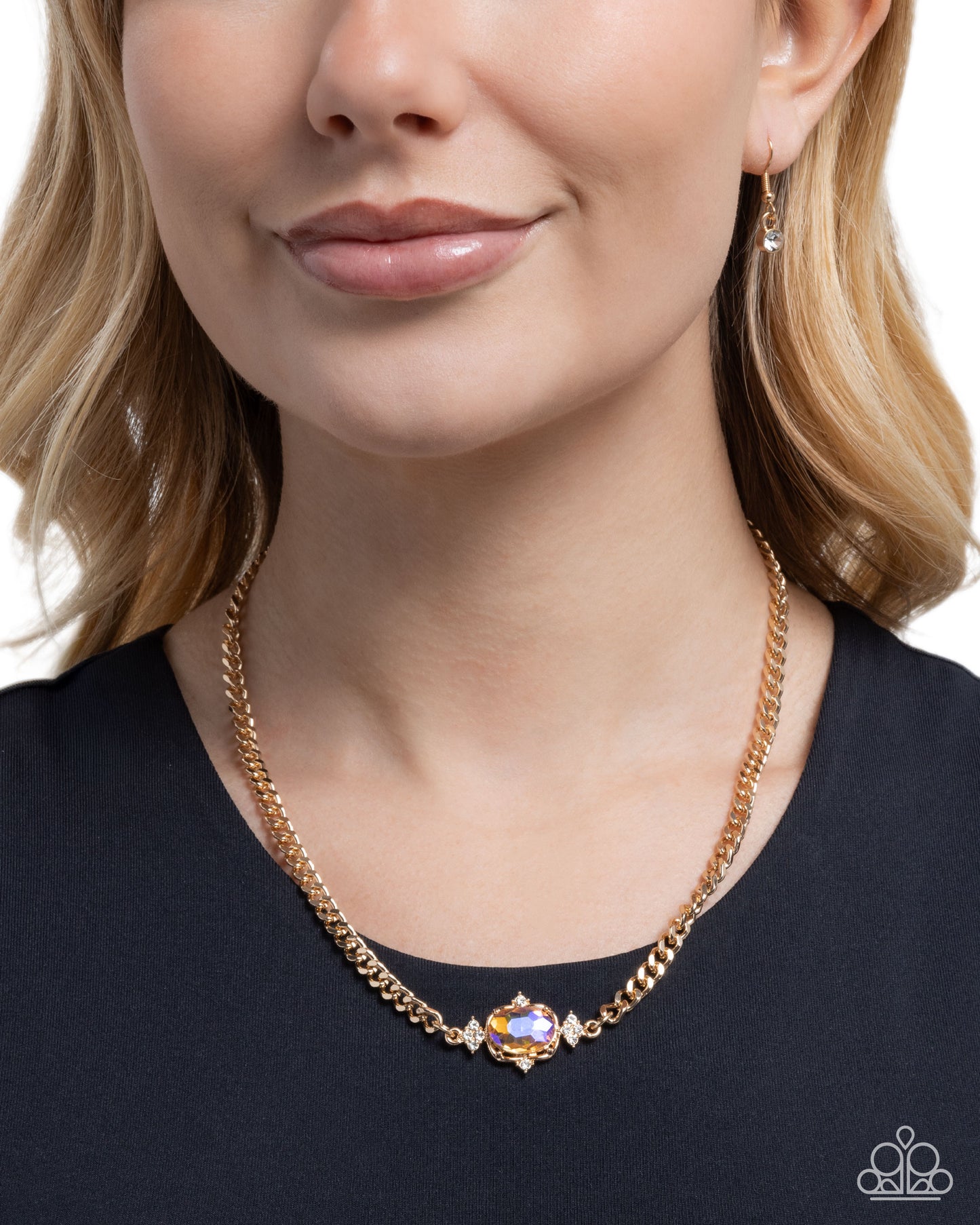 Paparazzi Majestic Memory - Yellow UV Shimmy Gem Gold Necklace N3876