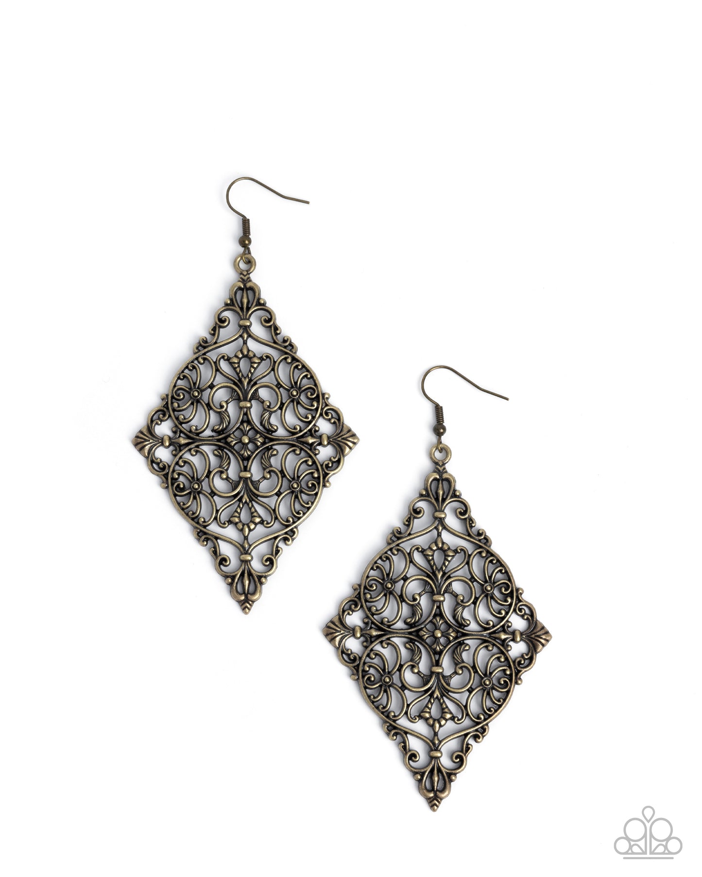 Paparazzi First-Place Filigree - Brass Filigree Earring E3202