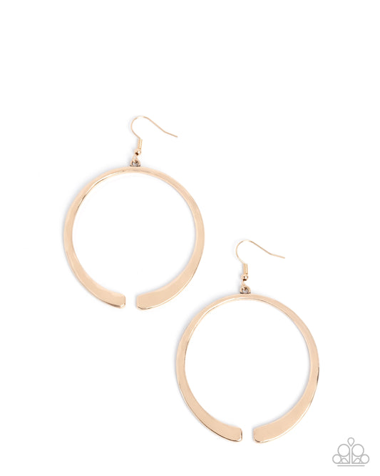 Paparazzi Separated Showcase - Gold Hammered Frame Modern Style Earring E3254