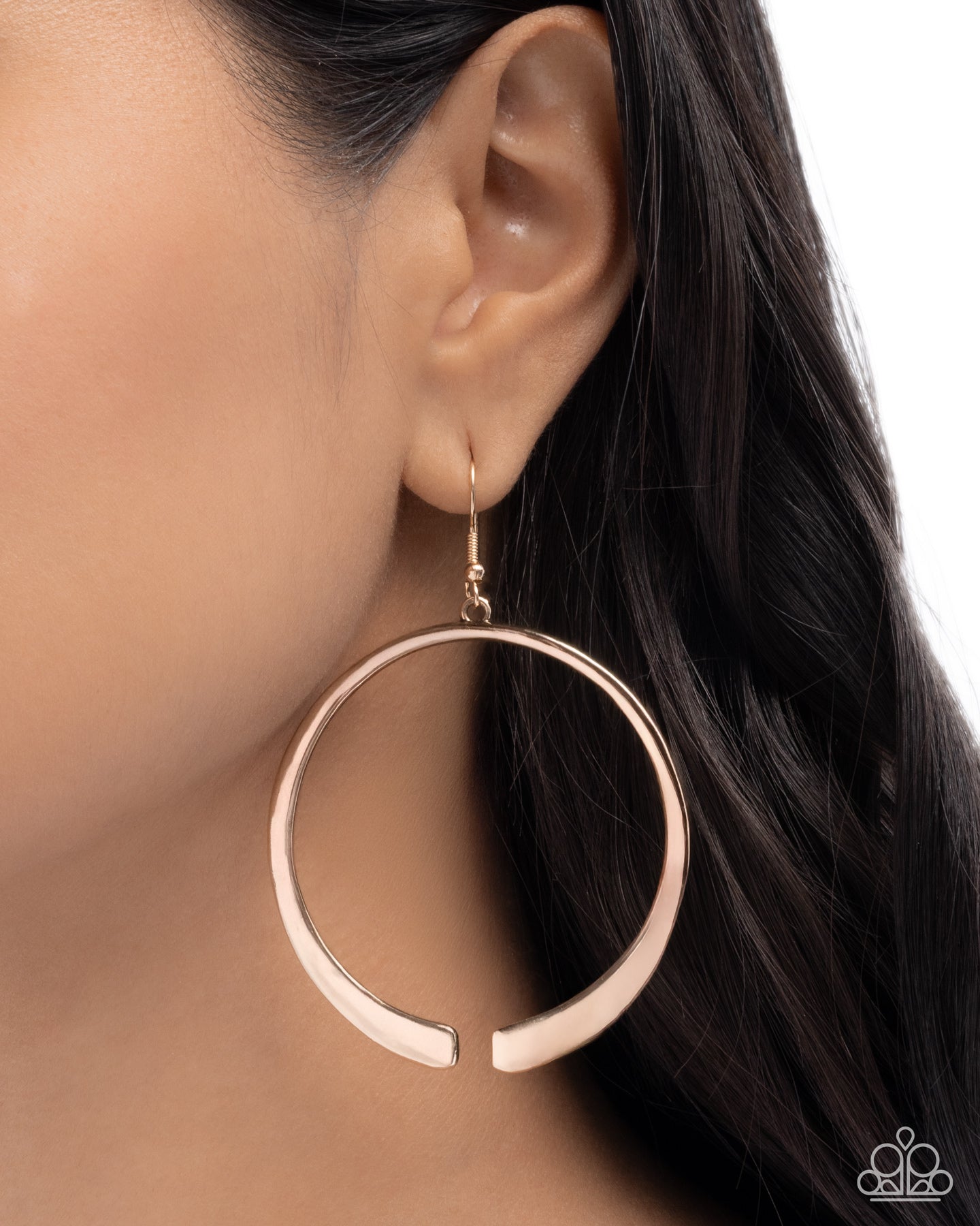 Paparazzi Separated Showcase - Gold Hammered Frame Modern Style Earring E3254