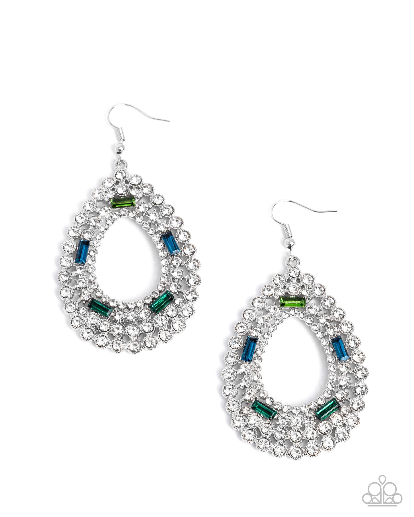 Paparazzi Teardrop Trust - Green Emerald, Light Green & White Rhinestone Earring