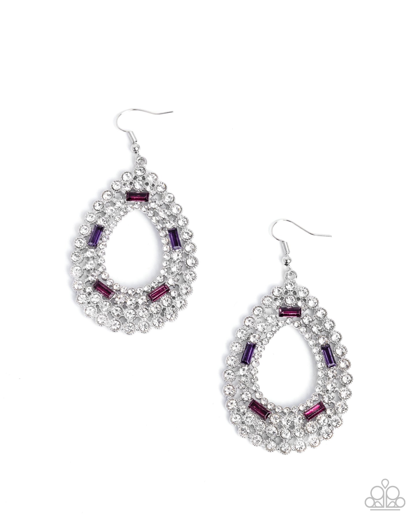 Paparazzi Teardrop Trust - Purple, Magenta Gem & White Rhinestone Earring E3255