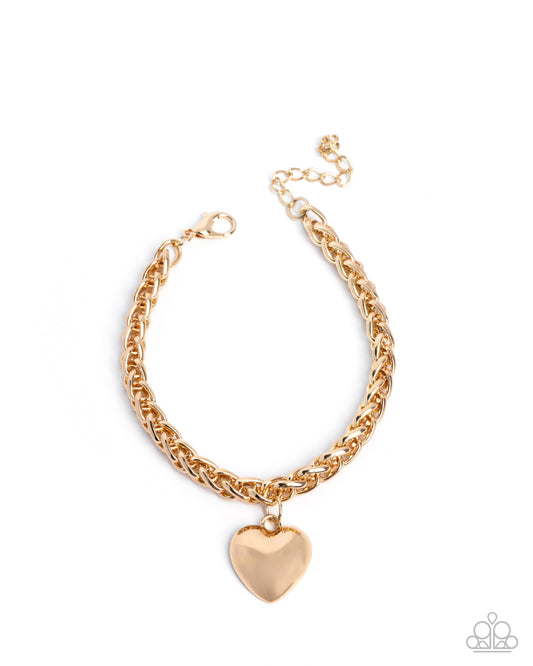 Paparazzi Dancing Damsel - Gold Heart Bracelet B1130