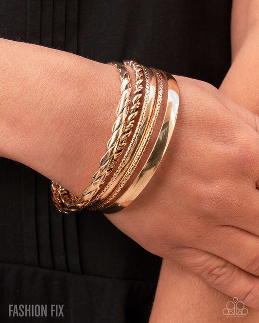 Smitten Southern - Gold Bangle Bracelets Set Of 6 Simply Santa Fe Fashion Fix July 2025 Paparazzi B2315