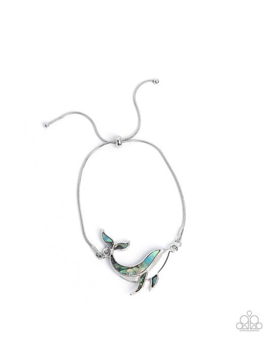 Whimsical Whale - Blue & Silver Whale Beach Inspired Bracelet Paparazzi B2369