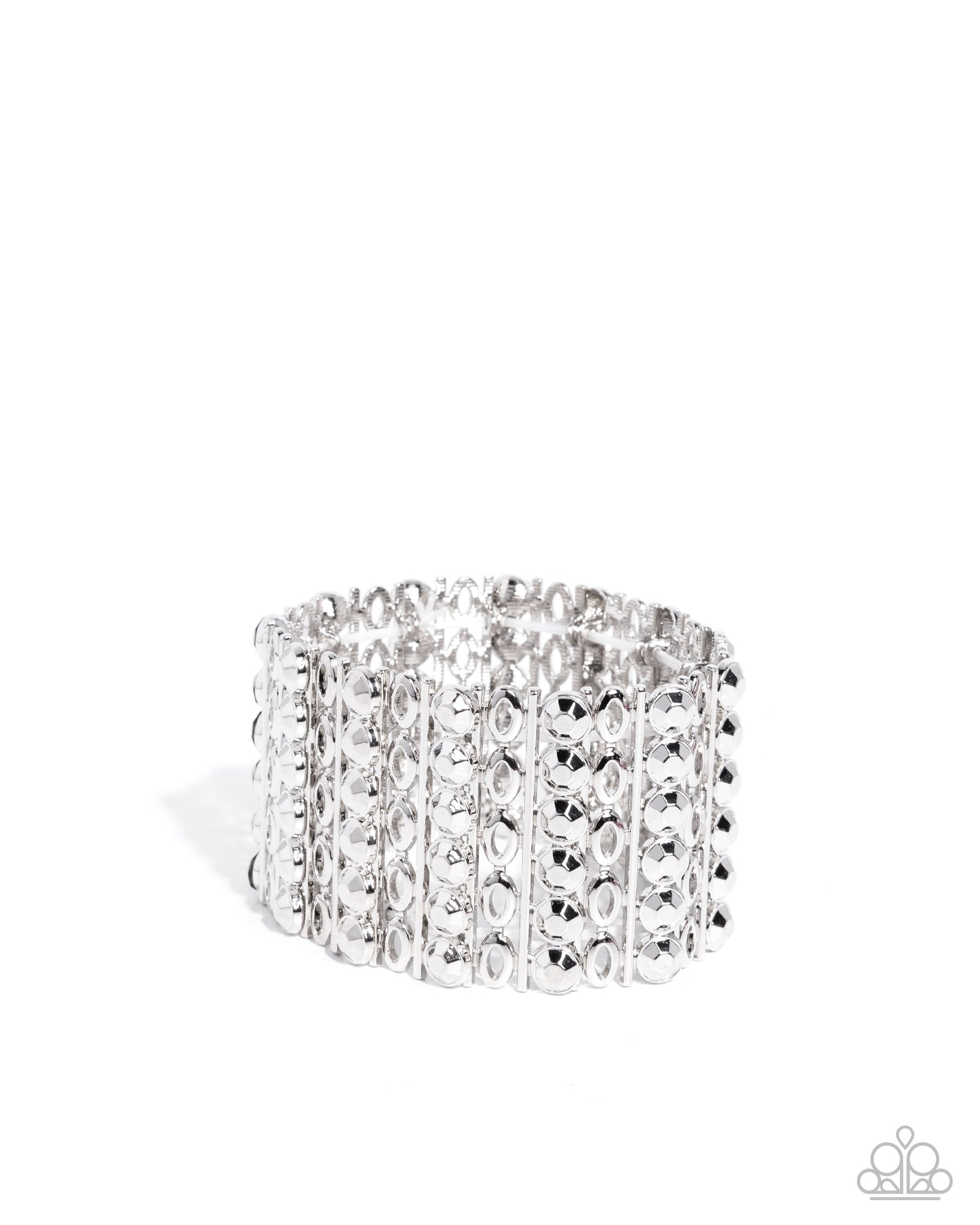 Paparazzi Reflective Rows - Silver & Smoky Gem Stretch Bracelet B2399