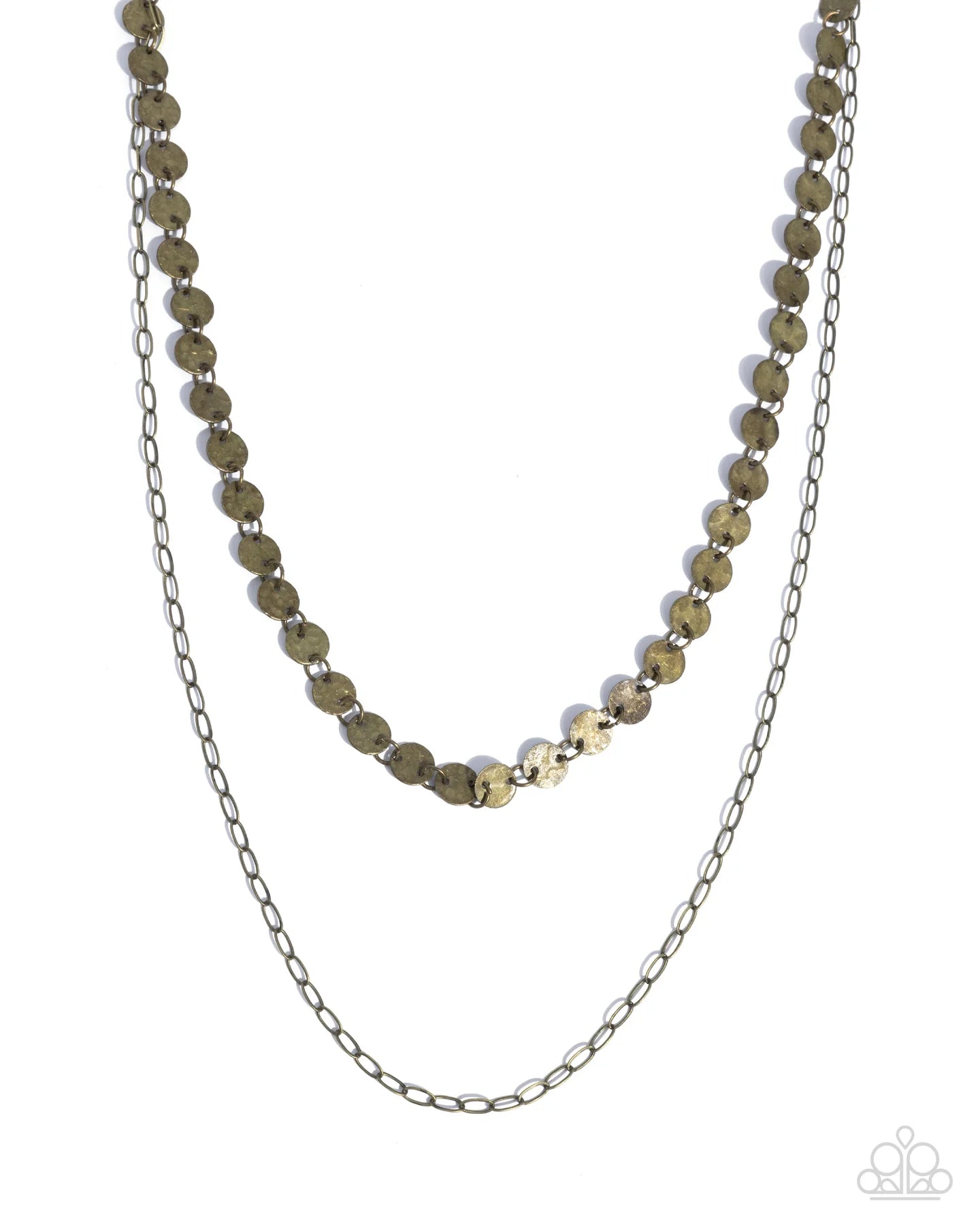 Paparazzi Dominant Discs - Brass Layered Short Necklace N3685