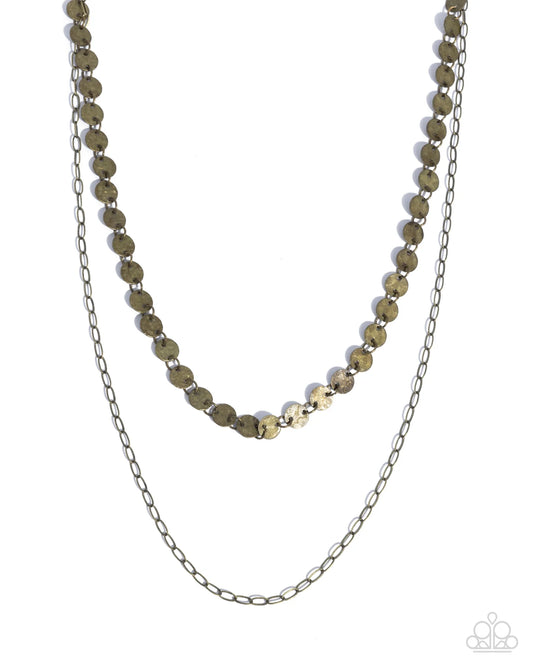 Paparazzi Dominant Discs - Brass Layered Short Necklace N3685