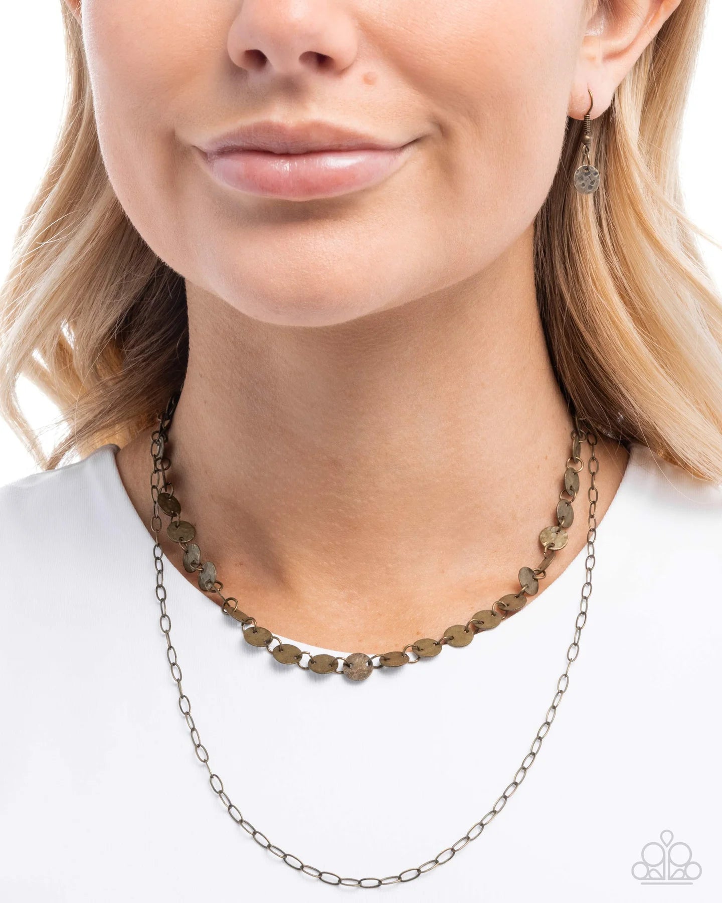 Paparazzi Dominant Discs - Brass Layered Short Necklace N3685