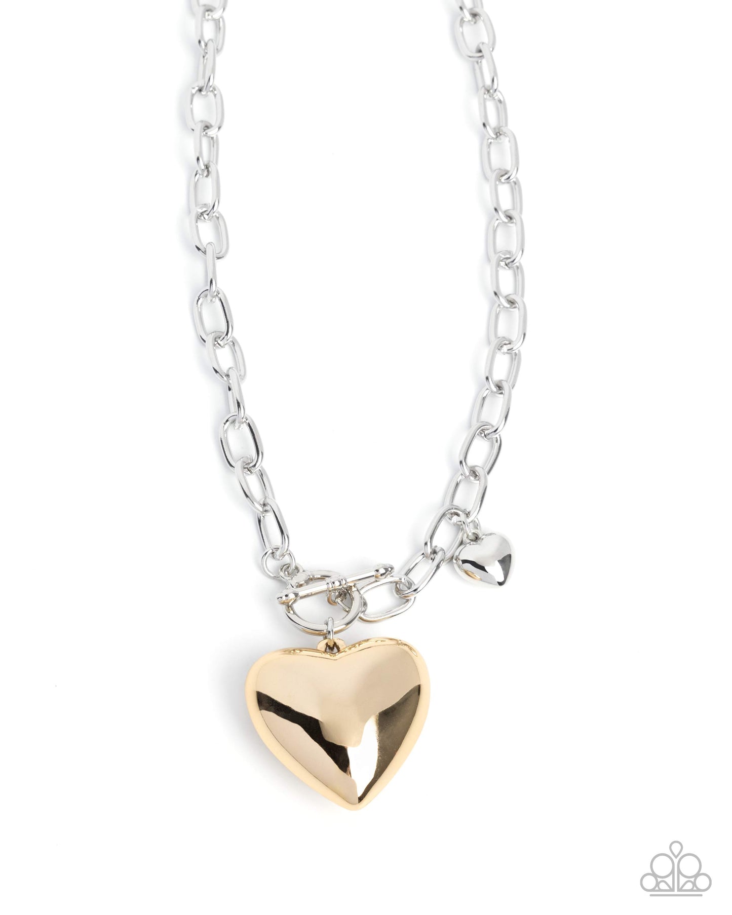 Paparazzi Heartfelt Hangout - Multi Gold & Silver Heart Necklace