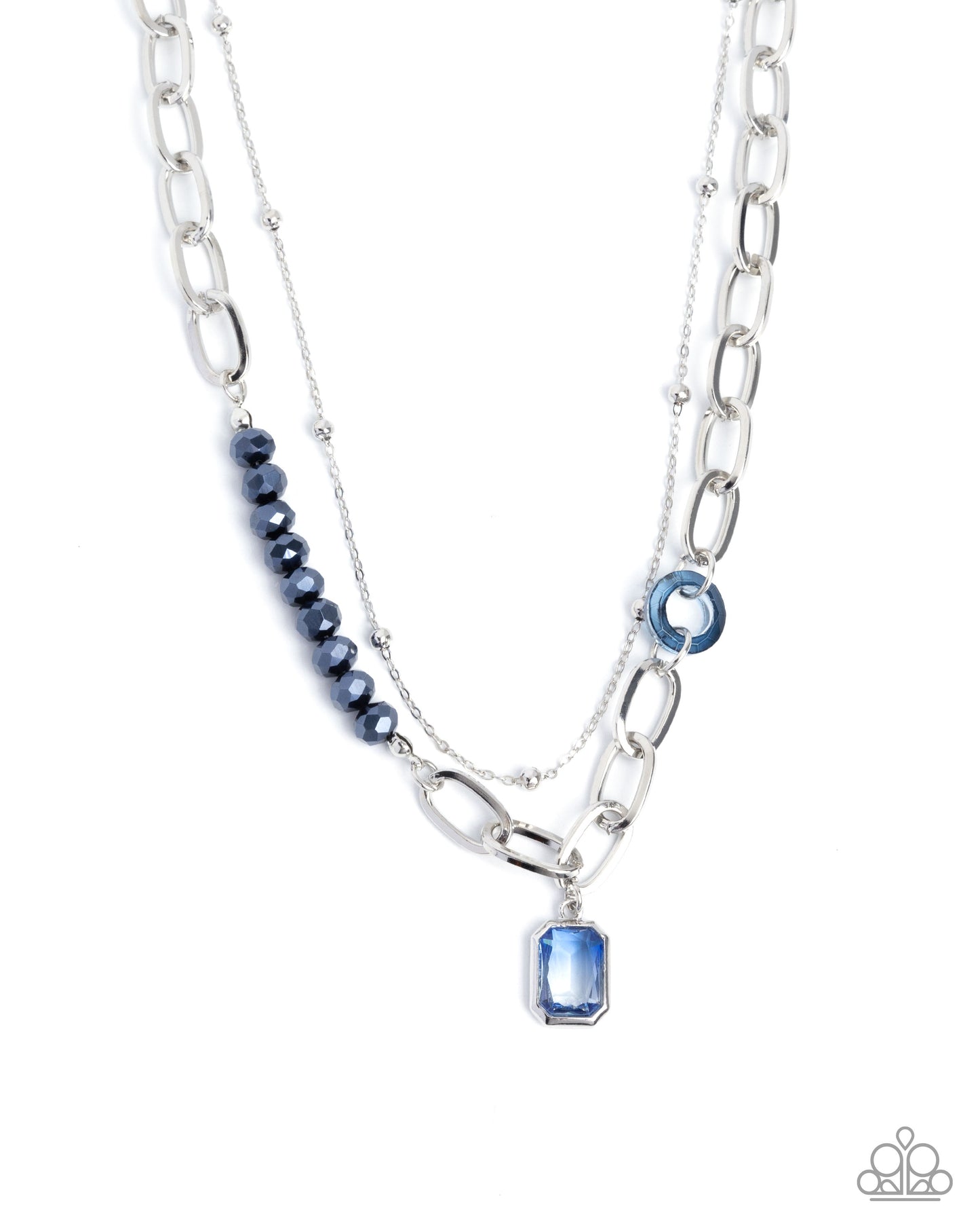 Paparazzi Transparent Tapestry - Blue Emerald Gem Layered Necklace
