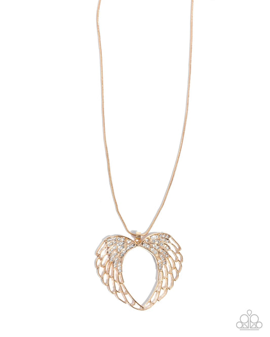 Angelic Accuracy - Gold Angel Wing Necklace Life Of The Party September 2025 Paparazzi