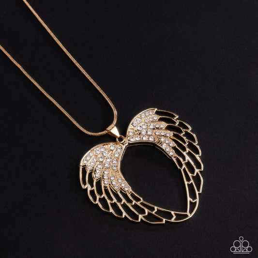 Angelic Accuracy - Gold Angel Wing Necklace Life Of The Party September 2025 Paparazzi