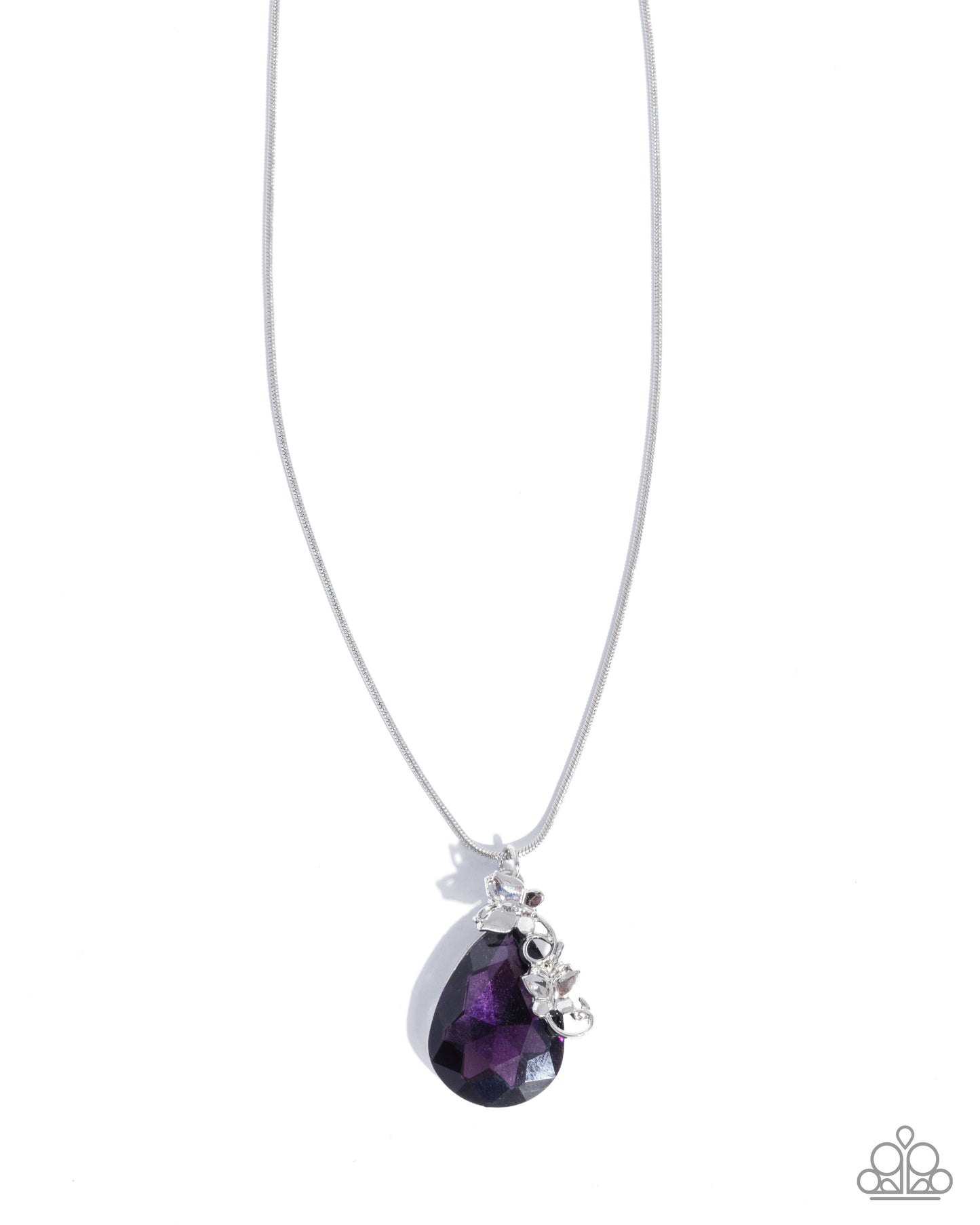 Paparazzi Teardrop Transformation - Purple Teardrop Gem Silver Butterfly Necklace N3915