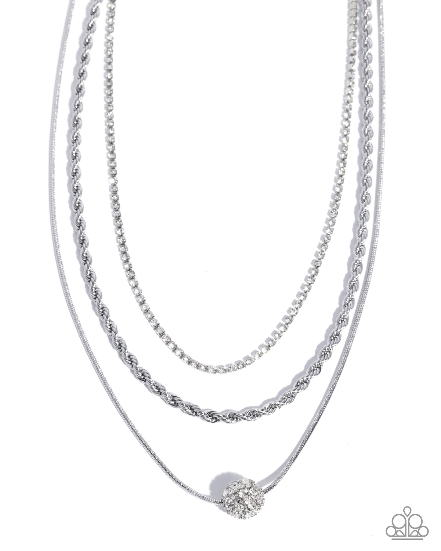 Paparazzi True Love Tiers - White Rhinestone Layered Necklace N3911
