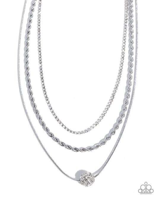 Paparazzi True Love Tiers - White Rhinestone Layered Necklace N3911