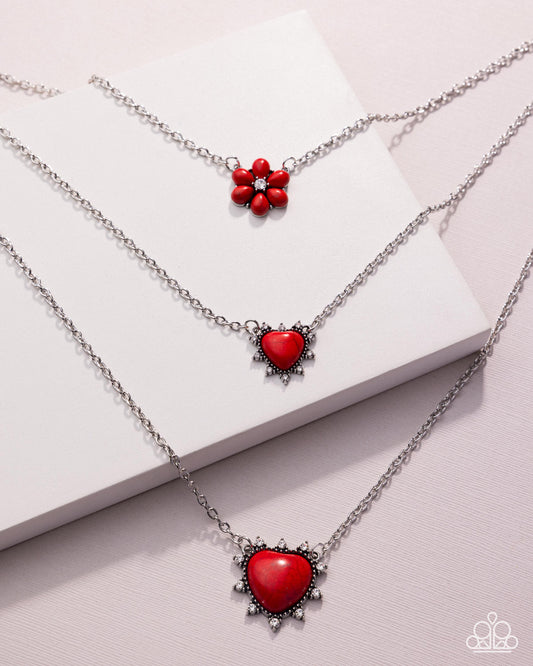 Paparazzi Santa Fe Spar - Red Heart Layered Necklace