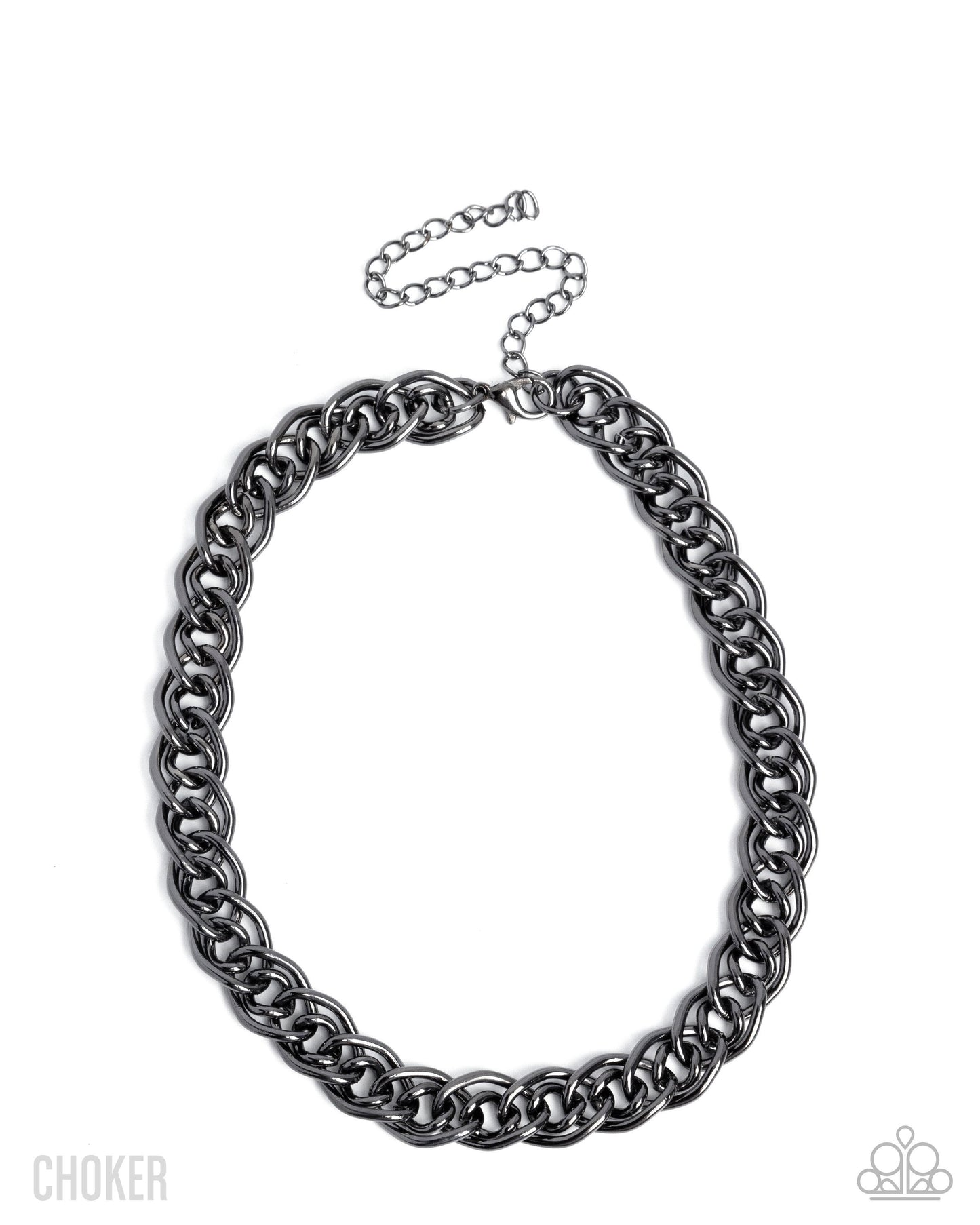 Paparazzi Lustrous Links - Black Gunmetal High Sheen Chain Choker Necklace N3901
