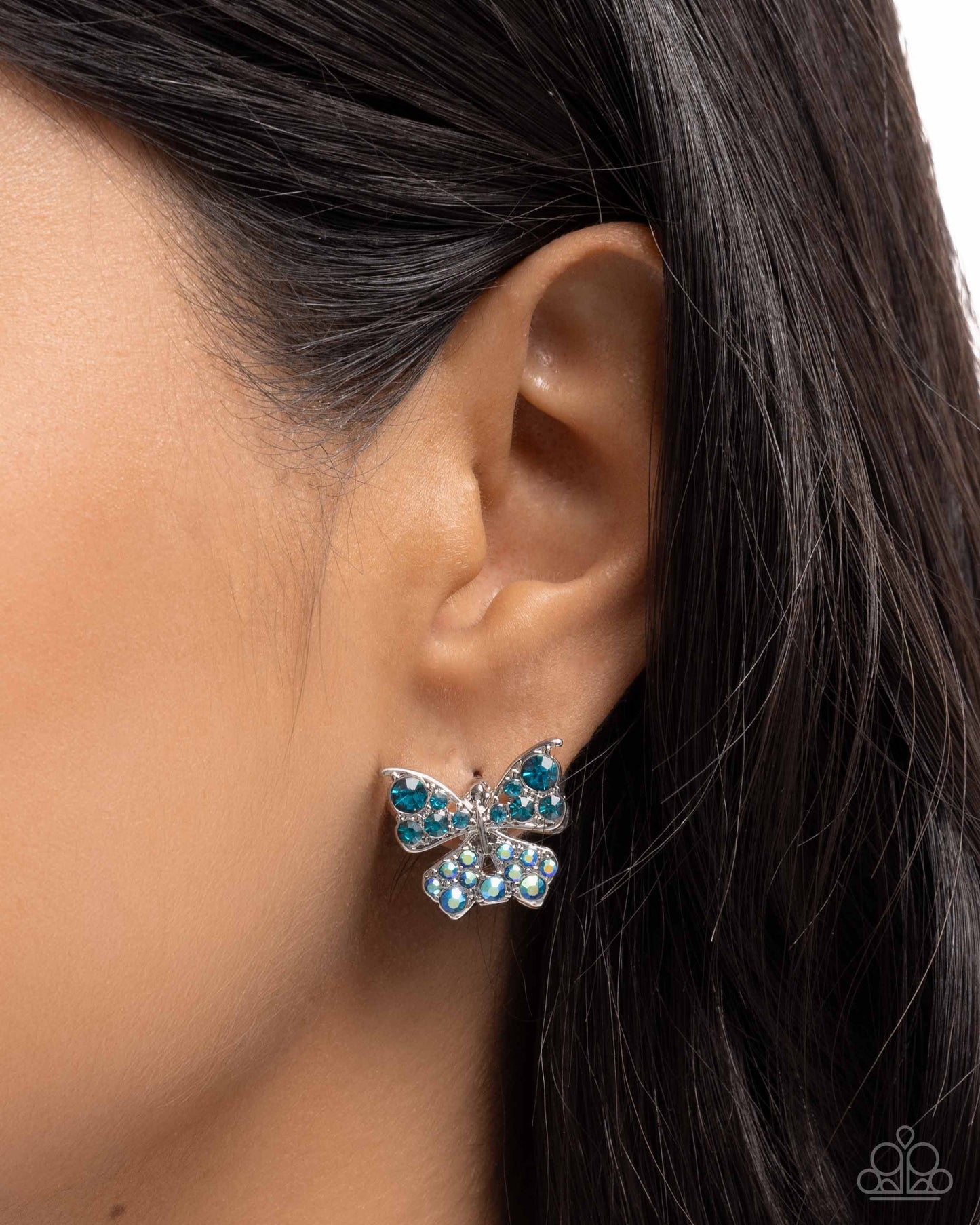 Paparazzi Aerial Apprentice - Blue Zircon Hinge Butterfly Earring E3227