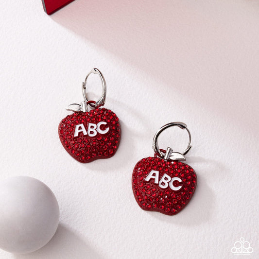 Adorable ABC's Red Apple 3/4 Inch Hoop Earring Life Of The Party July 2025 Paparazzi E2993