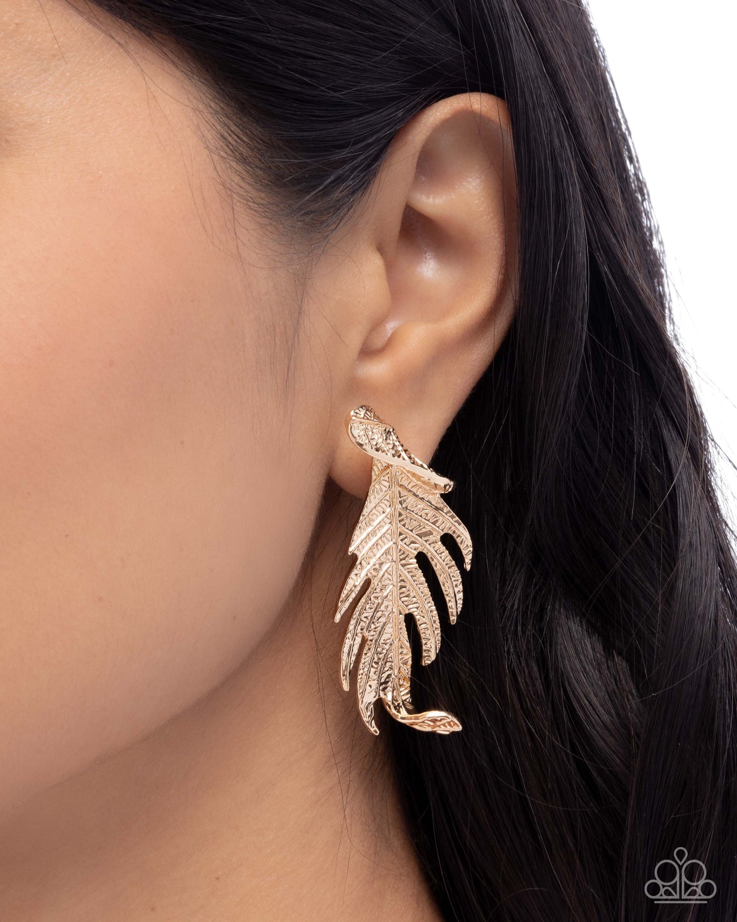 Paparazzi Leafy Lure - Gold Leaf Post Earring E1230