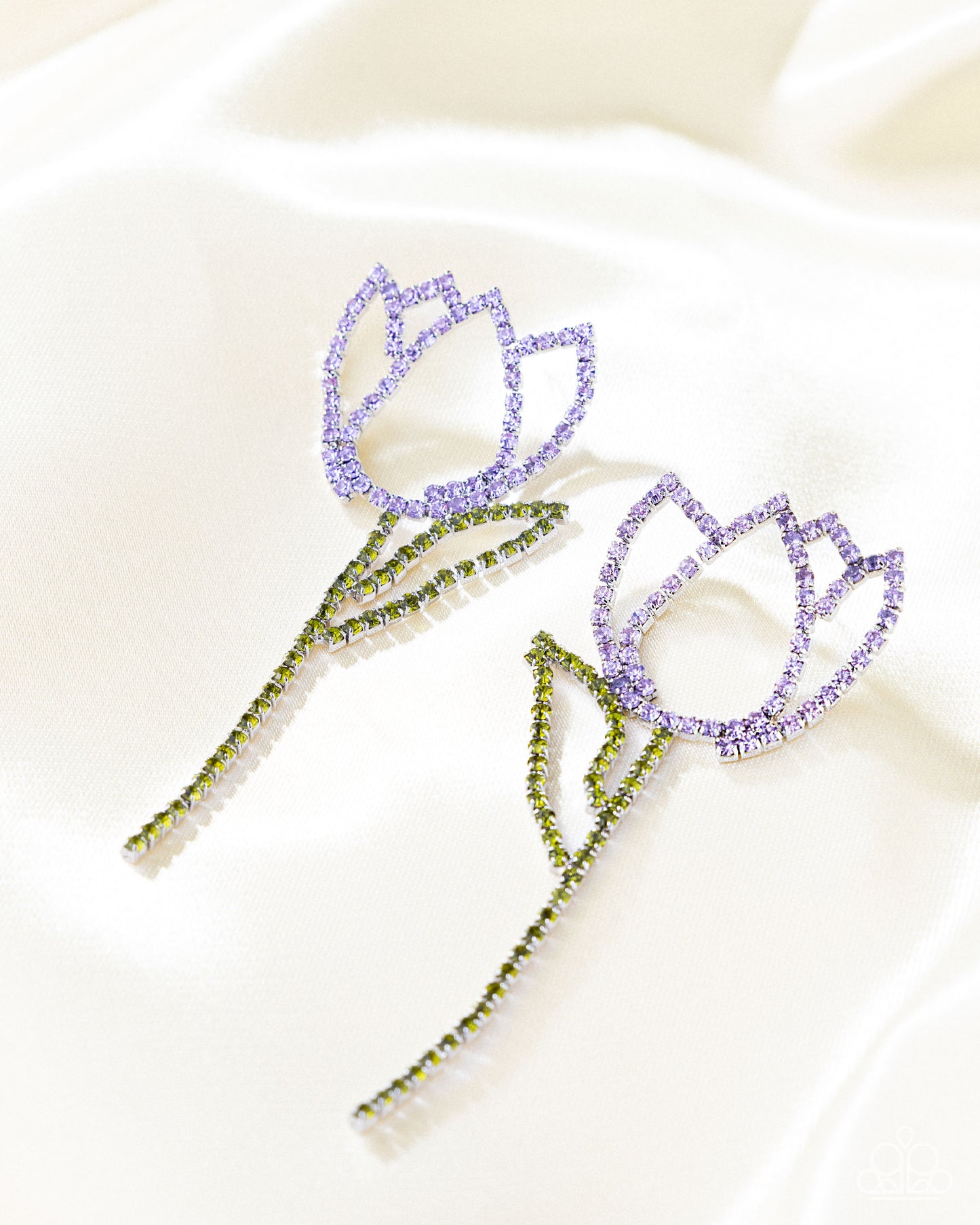 Tulip Transcendence - Purple Violet Rhinestone Tulip Flower Post Earring Paparazzi E2997