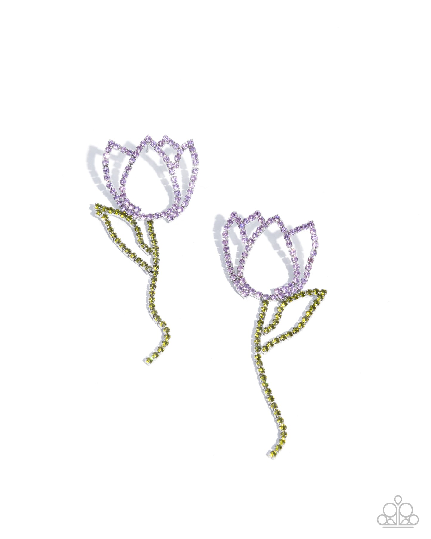 Tulip Transcendence - Purple Violet Rhinestone Tulip Flower Post Earring Paparazzi E2997