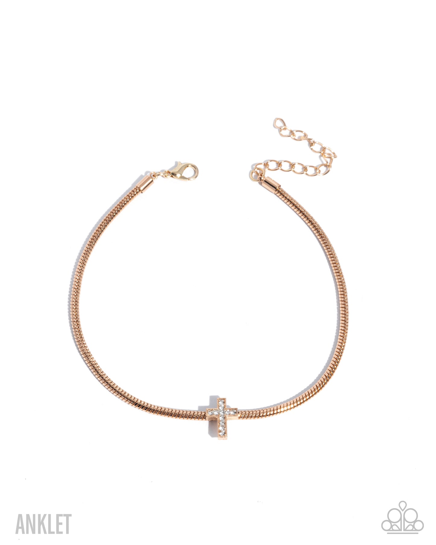 Paparazzi Heavenly Hope - Gold Snake Chain & Cross Anklet B2688