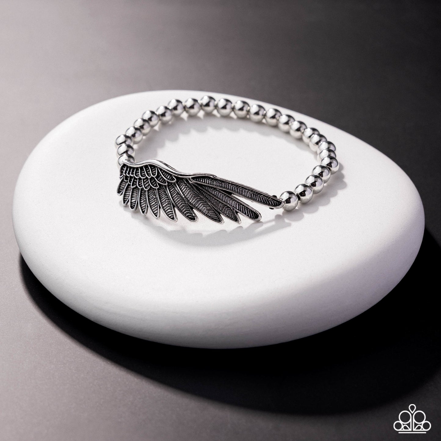 Paparazzi Angelic Appreciation - Silver Angel Wing Stretch Bracelet