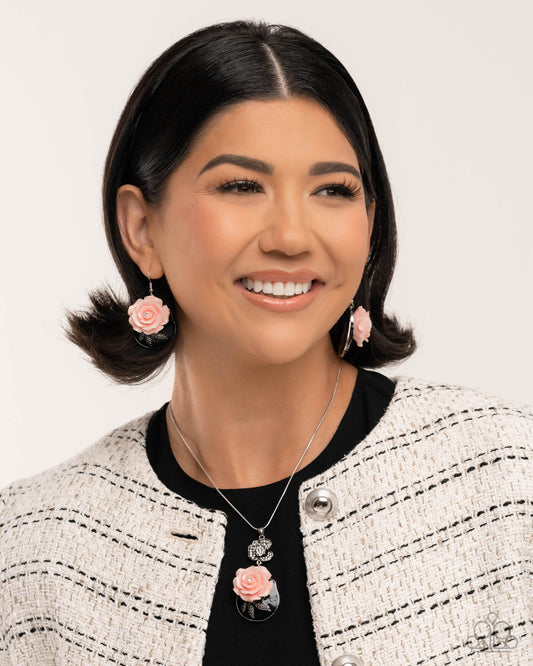 Rosy Reception - Complete Look Rosy Rendezvous Pink Necklace & Rosy Rally Pink Earring Set Paparazzi