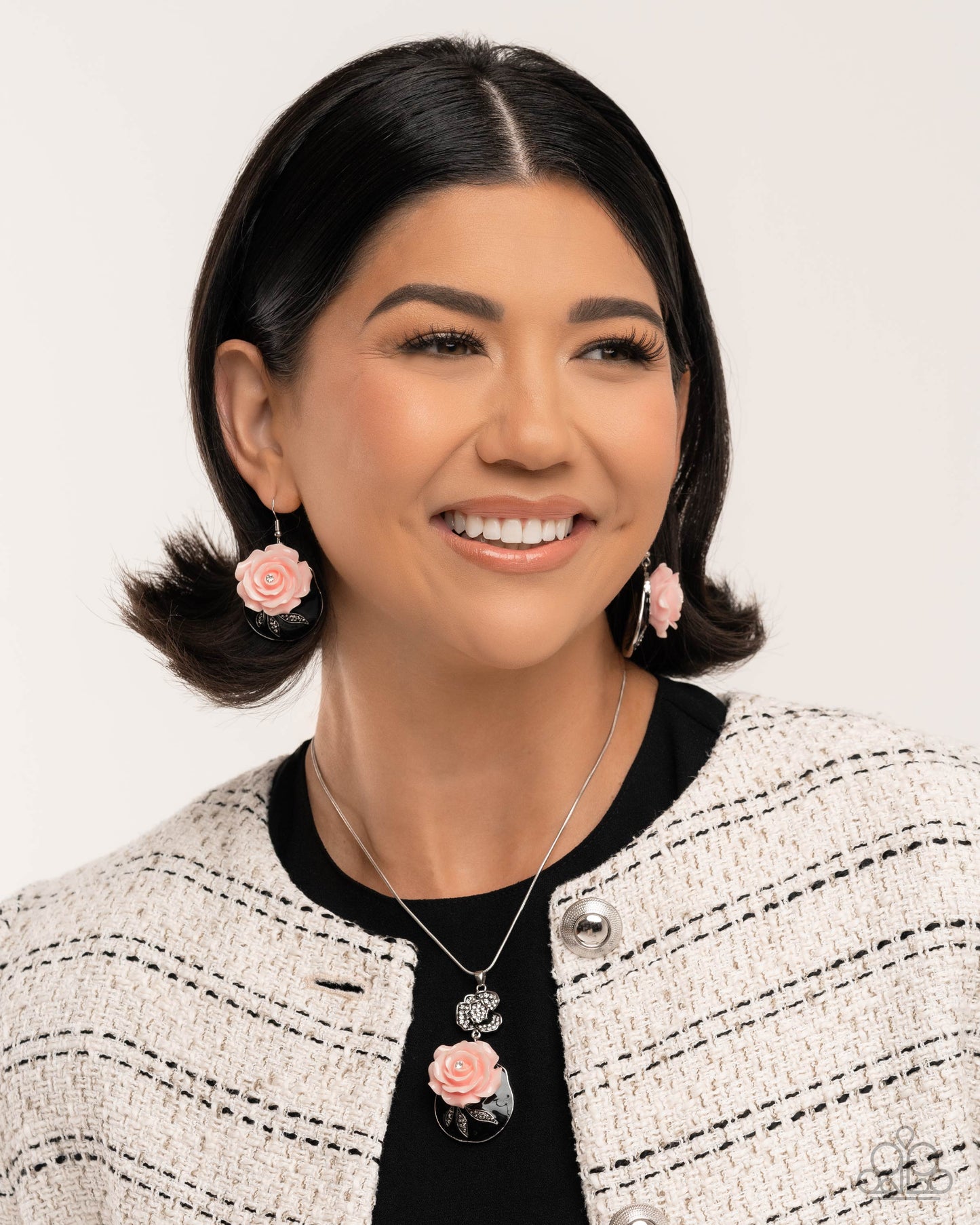 Rosy Reception - Complete Look Rosy Rendezvous Pink Necklace & Rosy Rally Pink Earring Set Paparazzi