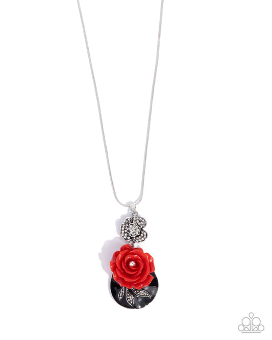 Rosy Reception - Complete Look Rosy Rendezvous Red Necklace & Rosy Rally Red Earring Paparazzi