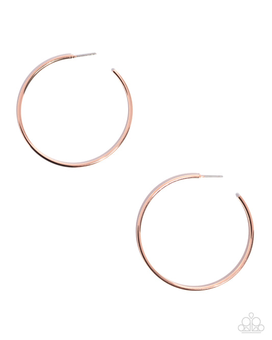 Paparazzi Simple Suit - Copper - Shiny Copper 2 1/4 Hoop Earring