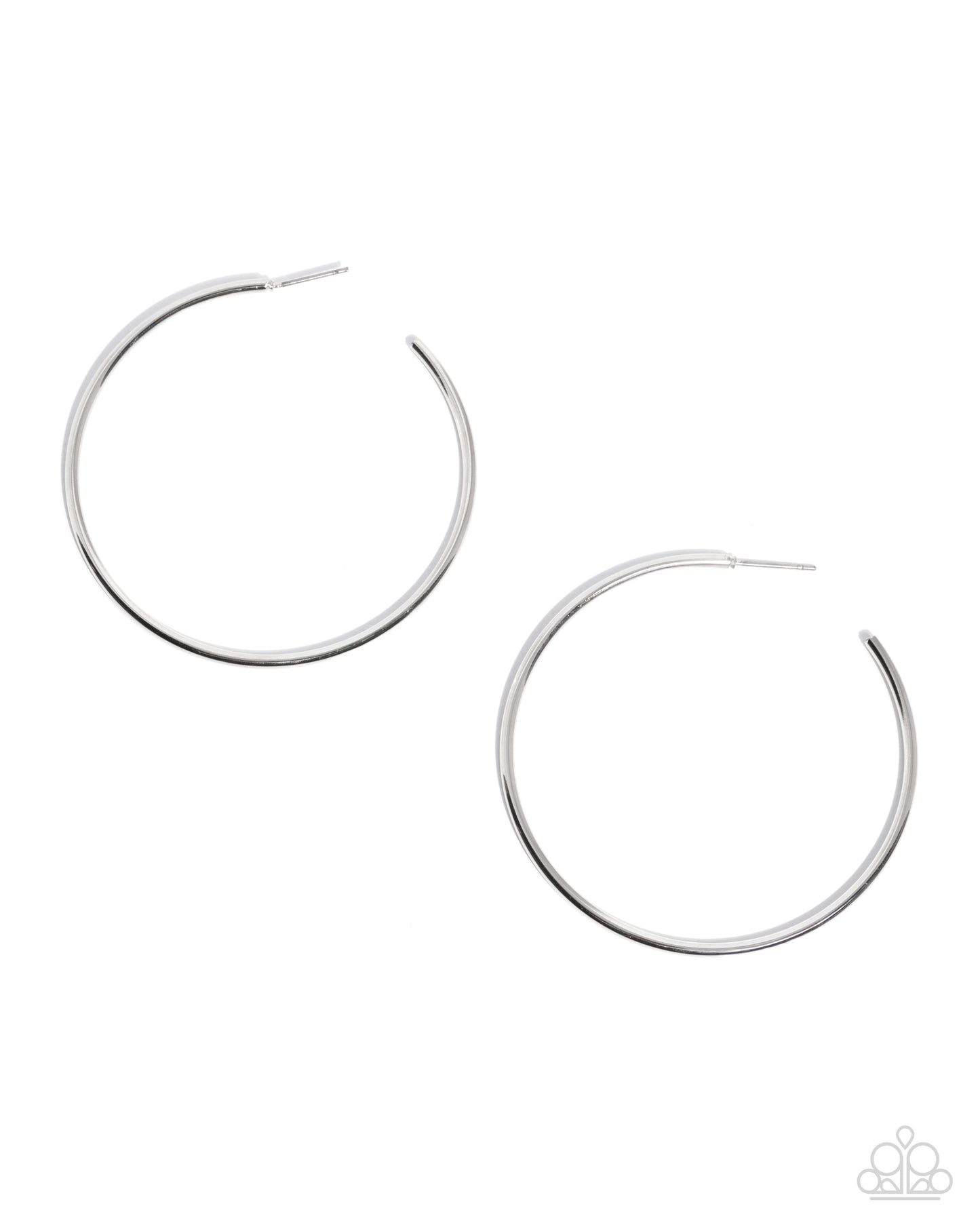Paparazzi Simple Suit - Silver Oversized 2 1/4 Inch Hoop Earring E3242