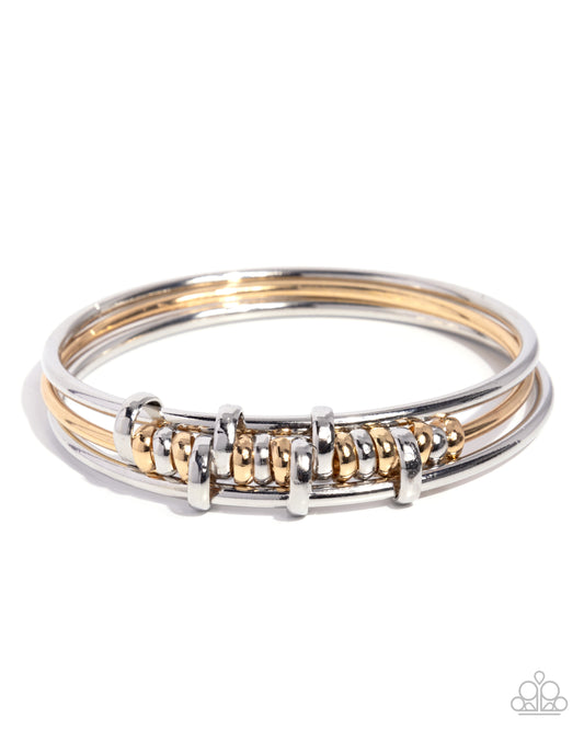 Paparazzi Glistening Guess - Multi Silver & Gold Sleek Bangle Bracelets B2536