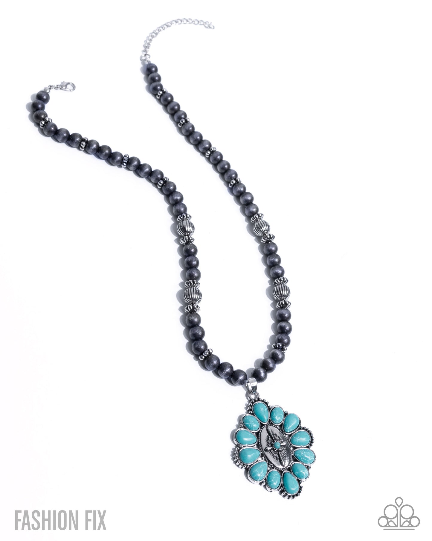 Traditional Tapestry - Blue Turquoise Flower Pendant & Navajo Pearl Necklace Simply Santa Fe June 2025 Fashion Fix Paparazzi N3488