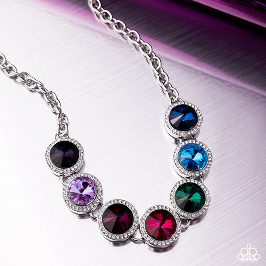 Royal Palette - Multicolored Gem & White Rhinestone Necklace Life Of The Party July 2025 Paparazzi N3479