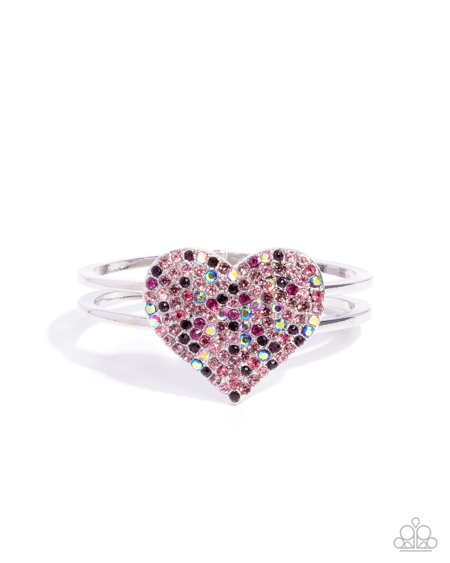 Significant Shimmer - Pink Multicolored & Iridescent Rhinestone Heart Hinge Bracelet Paparazzi B2463